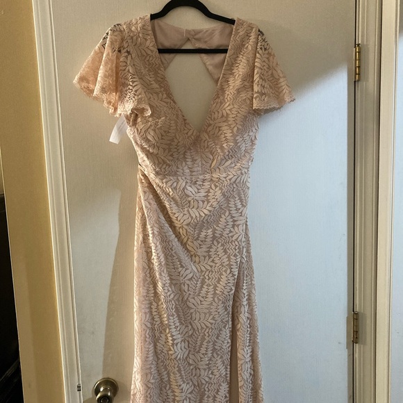 NWT Anthropologie Fame and Partners Sz 12 Blush Lace gown prom formal - Picture 4 of 7